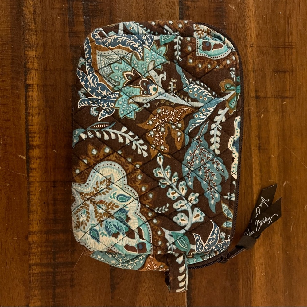 Vera Bradley Brown and Blue Java Blue Patterned Pouch Wallet